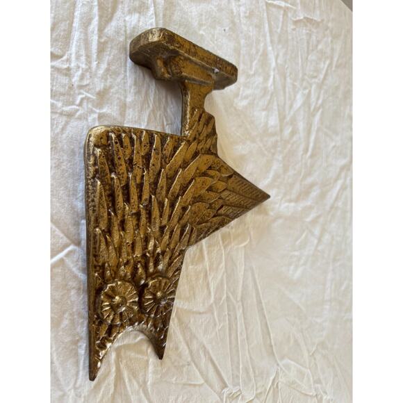 Mid Century Horned Owl Sculpture Modernist Figurine Gold Metal Statue Art MCM - Picture 4 of 9